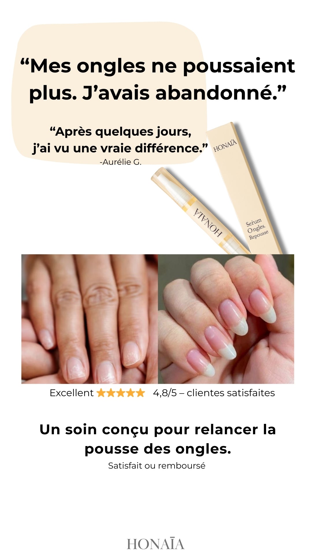 Sérum Ongles Repousse HONAÏA – Croissance & Réparation naturelle