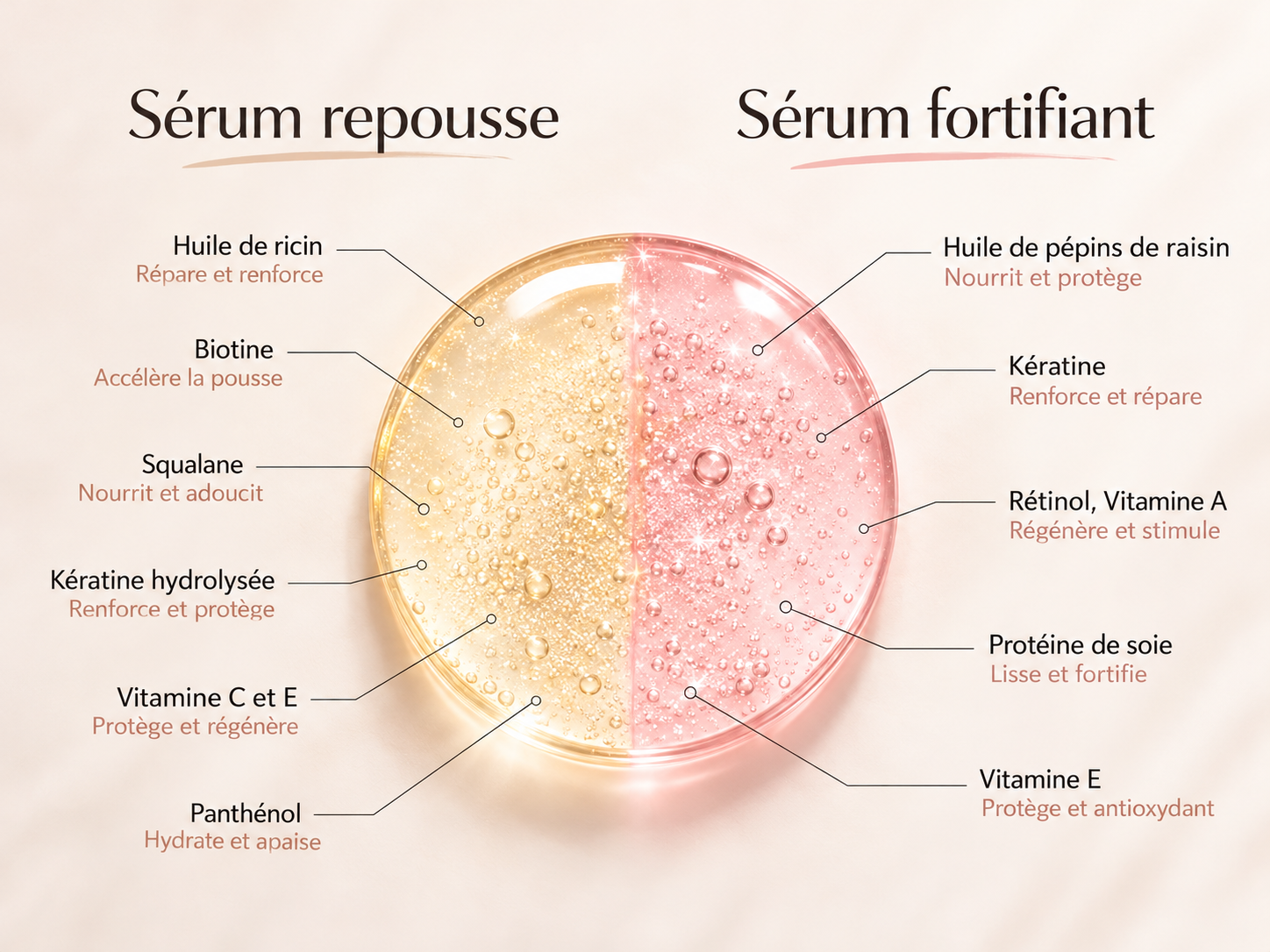 Actifs des Sérums Repousse et Fortifiant HONAÏA